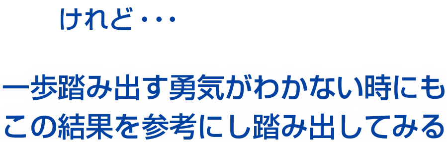 けれど・・・一歩踏み出す勇気がわかない時にもこの結果を参考にし踏み出してみる