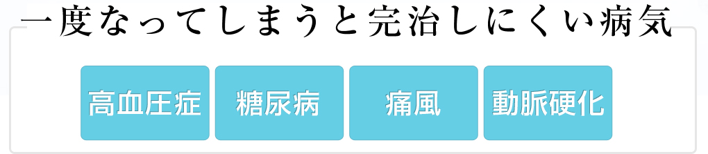 一度なってしまうと完治しない病気｜高血圧・糖尿病・痛風・動脈硬化・肥満