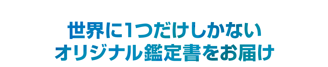 世界に一つだけしかないオリジナル鑑定書をお届け