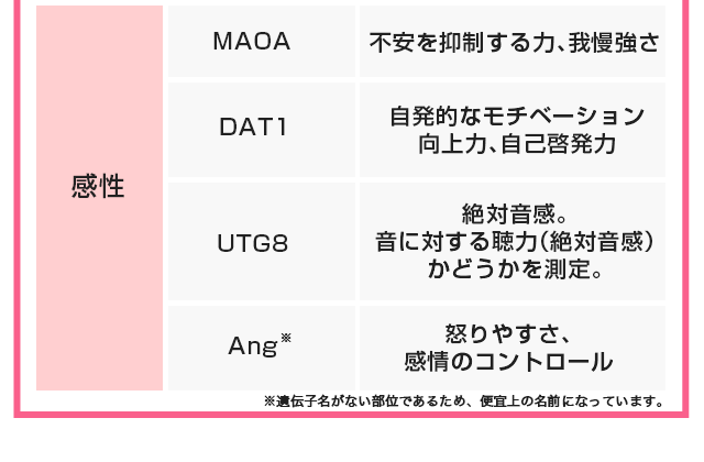 記憶能力・学習能力 身体能力 感性